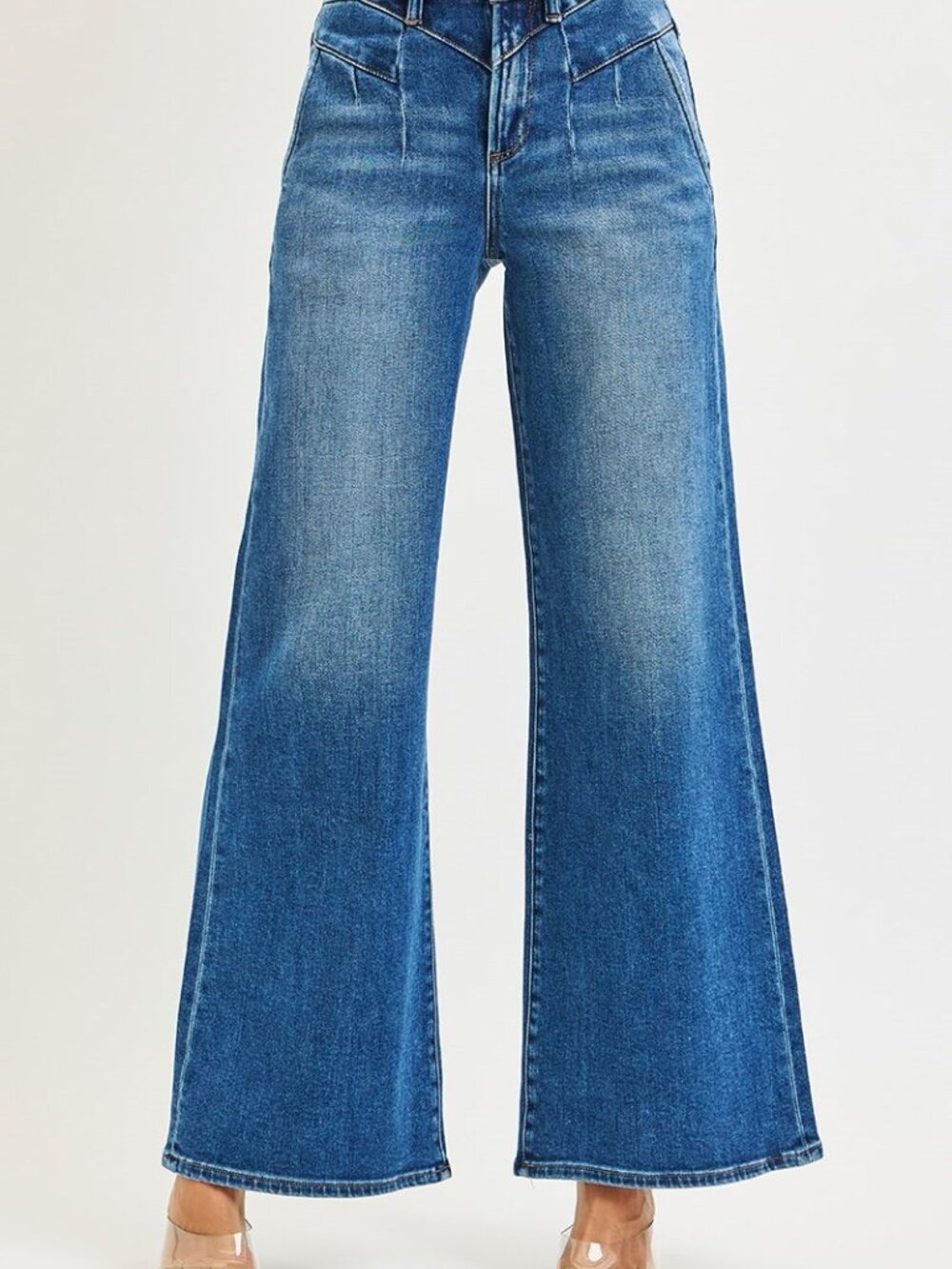 3-0426 Risen High Rise Wide leg retro denim jeans - Picture 2 of 6